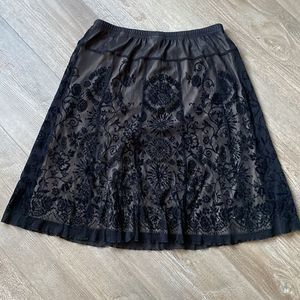 Vintage skirt black velvet midi petite 90s Y2K Sheer Nude Coldwater Creek XLP